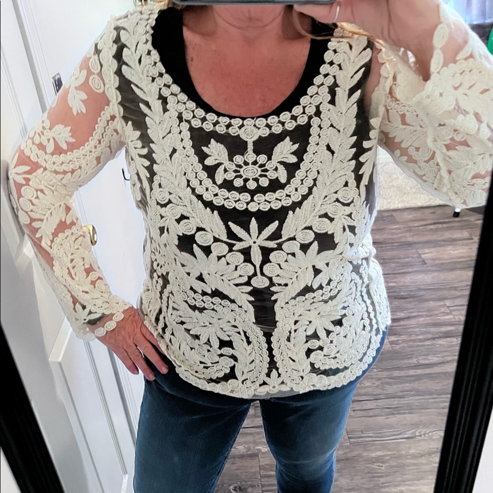Off-white lace blouse, beautiful